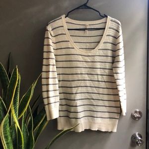Grey and Cream Scoop Neck Sweater